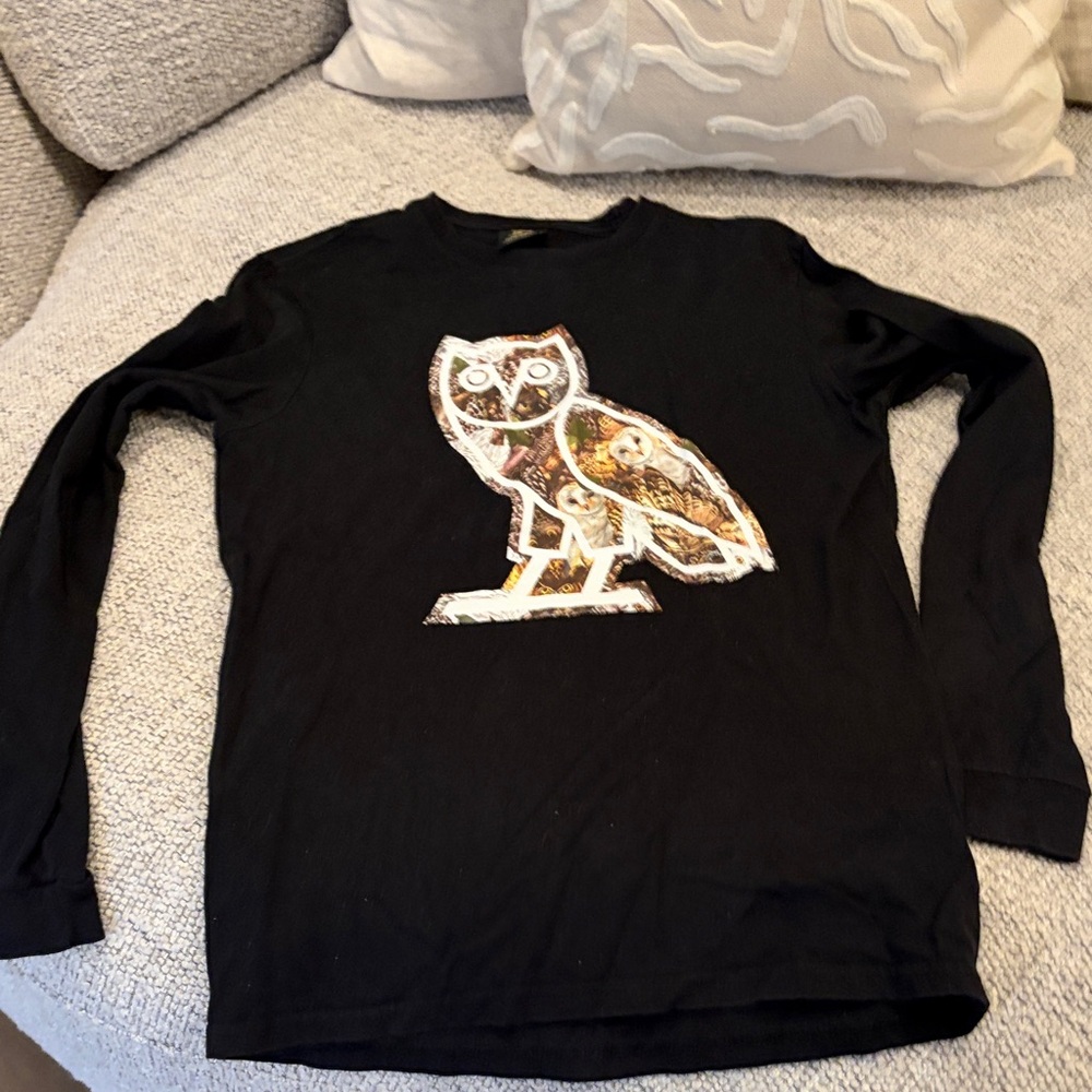 OVO Black Tee with Multicolor Owl Motif